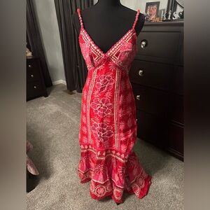 Elegant Red Floral Dress